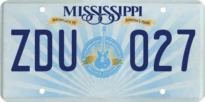 MS license plate ZDU027