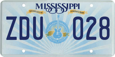 MS license plate ZDU028