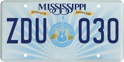 MS license plate ZDU030
