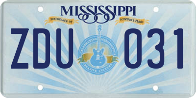 MS license plate ZDU031