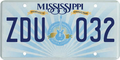 MS license plate ZDU032