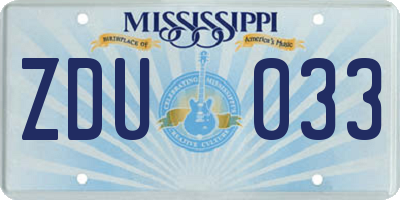MS license plate ZDU033