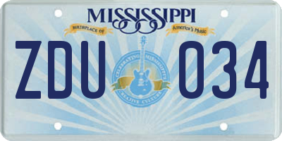 MS license plate ZDU034