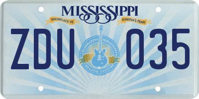 MS license plate ZDU035