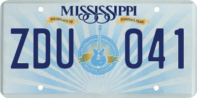 MS license plate ZDU041