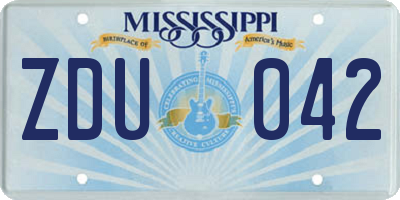 MS license plate ZDU042