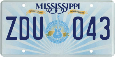 MS license plate ZDU043