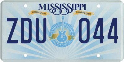 MS license plate ZDU044