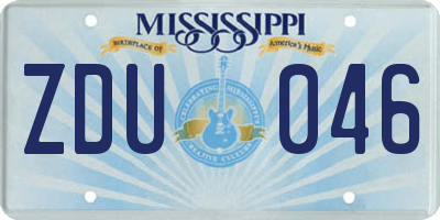 MS license plate ZDU046