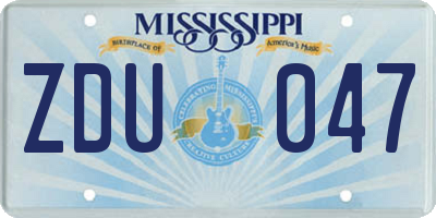 MS license plate ZDU047