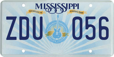 MS license plate ZDU056