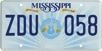 MS license plate ZDU058