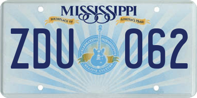 MS license plate ZDU062