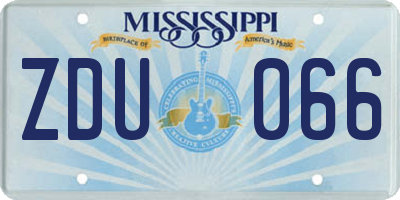 MS license plate ZDU066