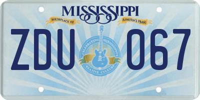 MS license plate ZDU067