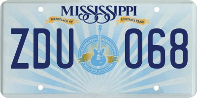 MS license plate ZDU068