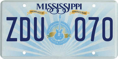 MS license plate ZDU070