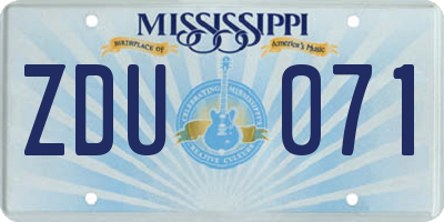 MS license plate ZDU071