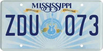 MS license plate ZDU073