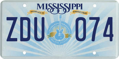 MS license plate ZDU074