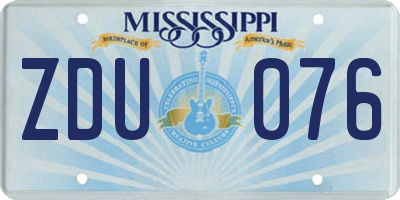 MS license plate ZDU076