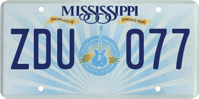 MS license plate ZDU077