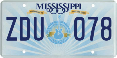 MS license plate ZDU078