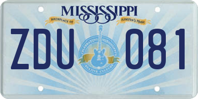 MS license plate ZDU081