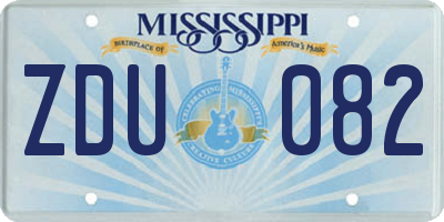 MS license plate ZDU082