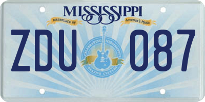 MS license plate ZDU087