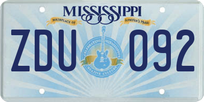 MS license plate ZDU092
