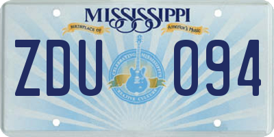 MS license plate ZDU094