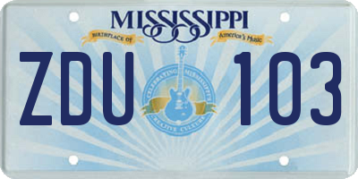 MS license plate ZDU103