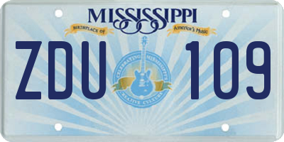 MS license plate ZDU109