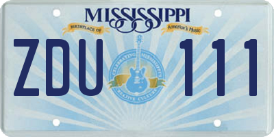 MS license plate ZDU111