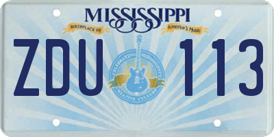 MS license plate ZDU113
