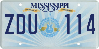 MS license plate ZDU114