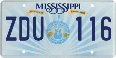 MS license plate ZDU116