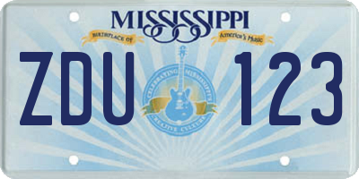 MS license plate ZDU123