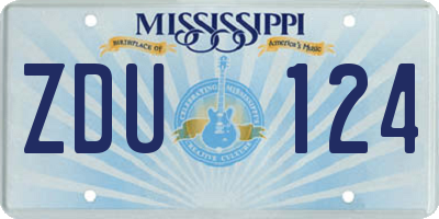 MS license plate ZDU124