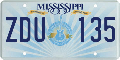 MS license plate ZDU135