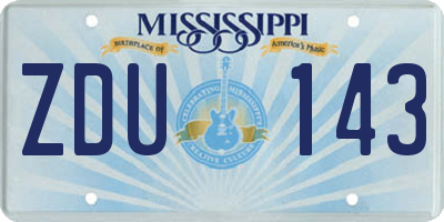 MS license plate ZDU143