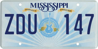 MS license plate ZDU147