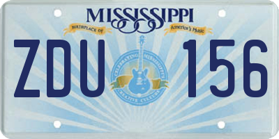 MS license plate ZDU156