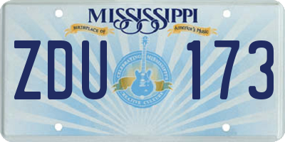 MS license plate ZDU173
