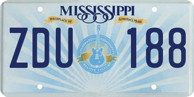 MS license plate ZDU188