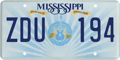 MS license plate ZDU194