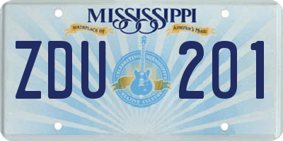 MS license plate ZDU201