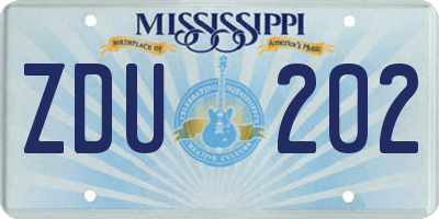 MS license plate ZDU202