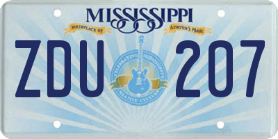 MS license plate ZDU207